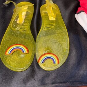 Katy Perry Collections Yellow Jelly Sandals with Rainbow Charms